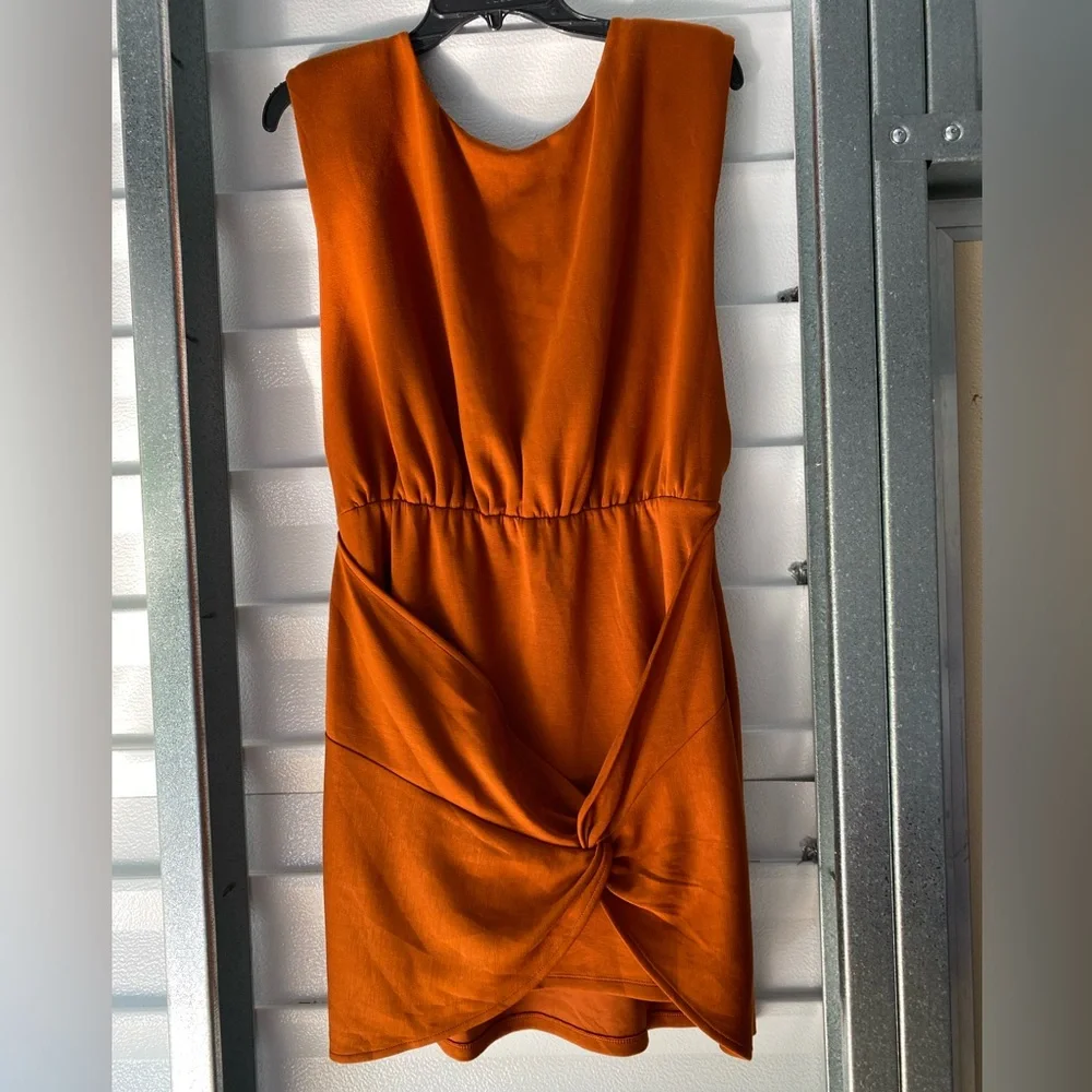 NWT Free People Runaway Womens Knit Wrap Mini Dress Brandy/Orange Size L - Picture 3 of 15
